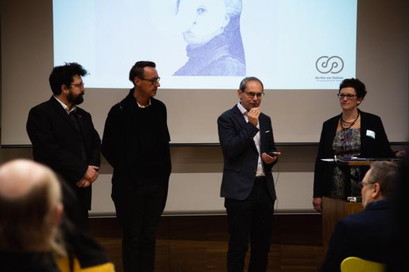 Harald Ludwig Stadtrat St. Pölten, Markus Daimel, ÖAGG, Gernot Kohl, Geschäftsführer Hochschulen Holding St. Pölten und Silvia Weigl, Geschäftsführerin und Kanzlerin  Bertha von Suttner Privatuniversität 