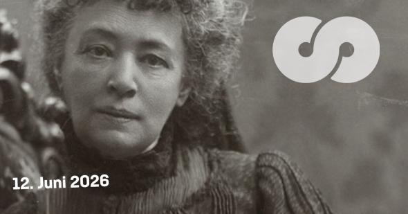 Bertha von Suttner im Portrait; rechts oben das Signet der Suttneruni; links unten die weiße Schrift ‚12. Juni 2026