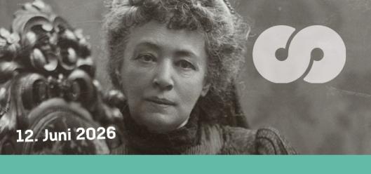 Bertha von Suttner im Portrait; am rechten Bildrand ein grüner Kreis mit weißer Schrift: Zum Semesterschluss - Ein Fest für den Frieden am Campus St. Pölten